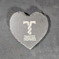 Laser Engraved Logo Heart Shaped Slate Coasters