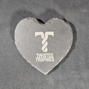 Laser Engraved Logo Heart Shaped Slate Coasters